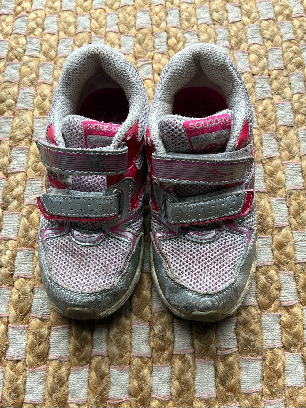 Saucony Kids Pink and Gray Velcro Sneakers
